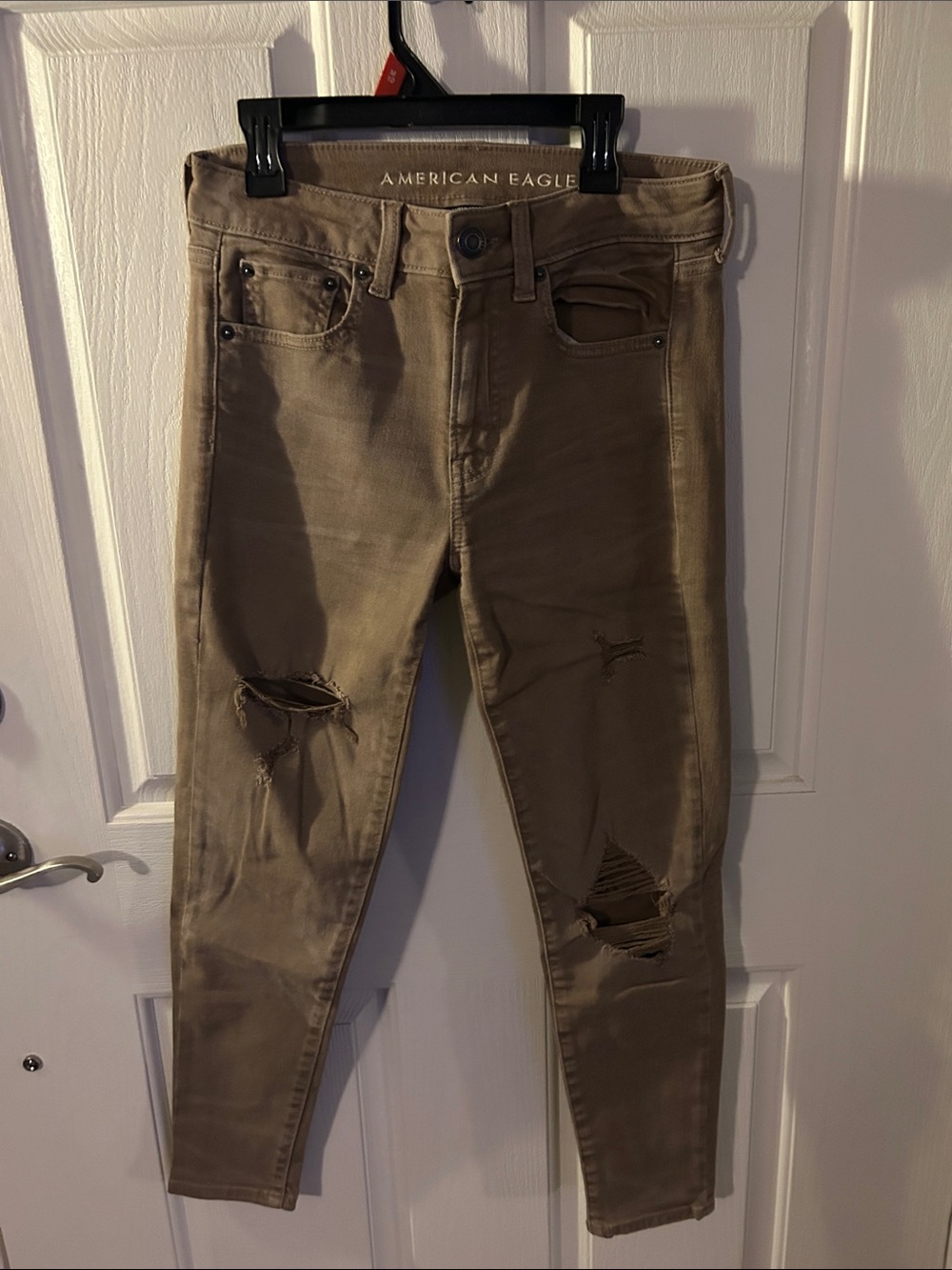 American Eagle Outfitters Skinny Ripped Jeans - Tan